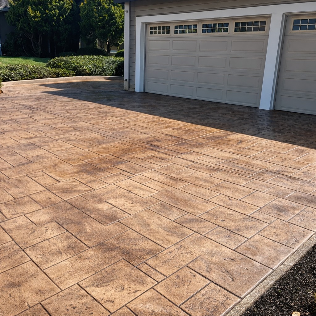Stamped brick driveway