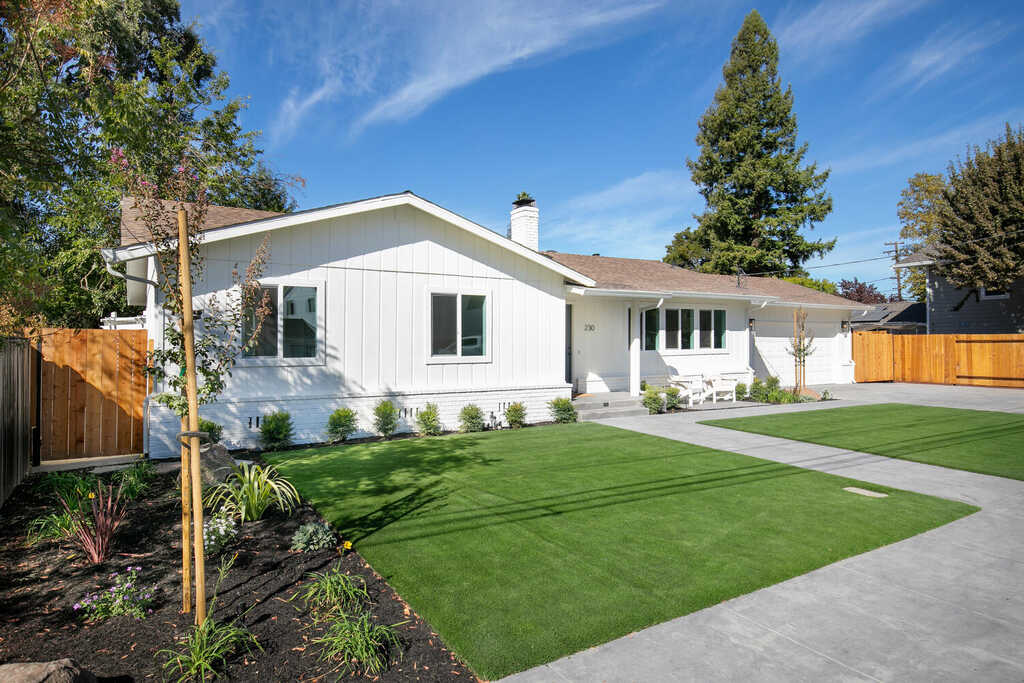 Turf strips & concrete drive